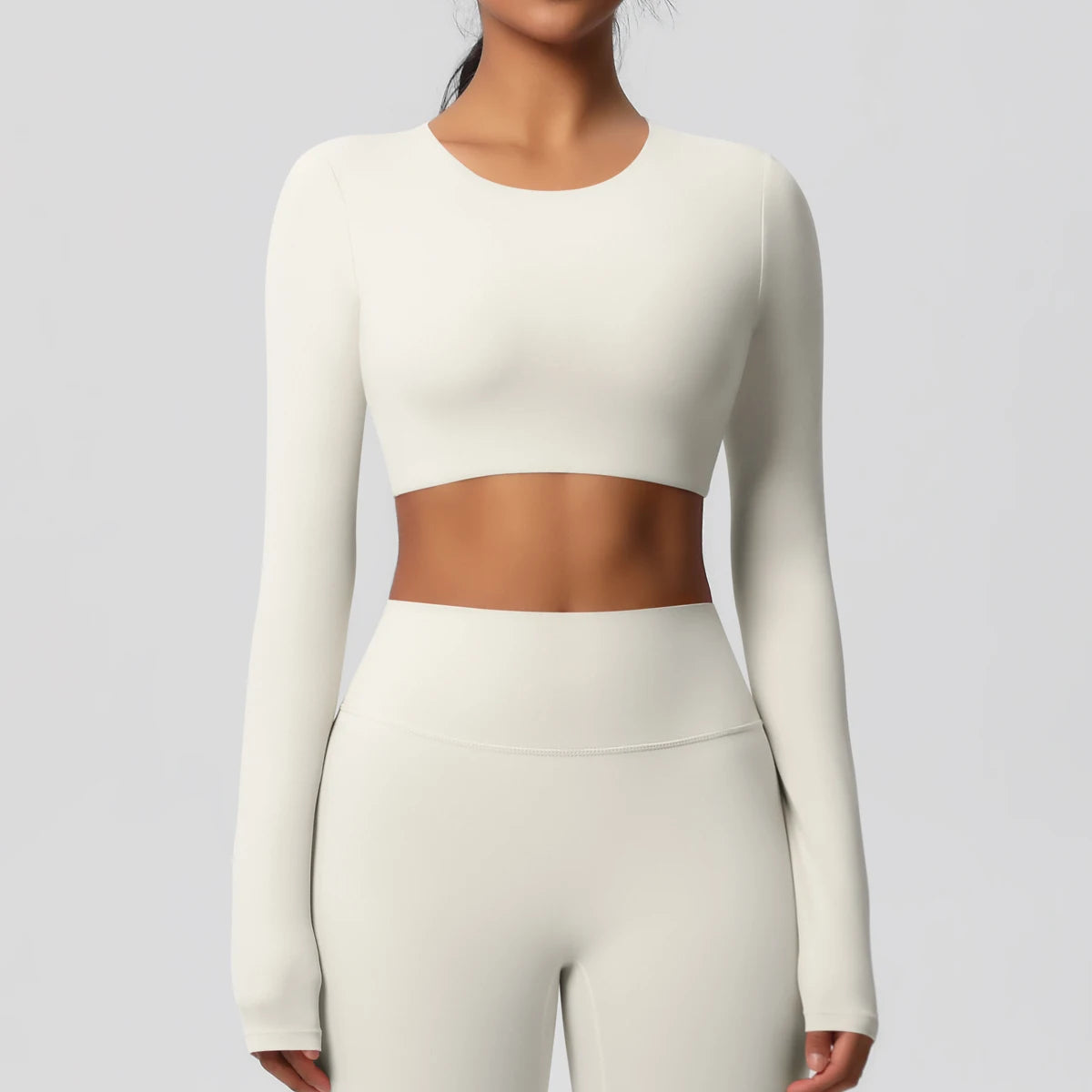 Yoga For Long Top Long Sleeve Light Ivory
