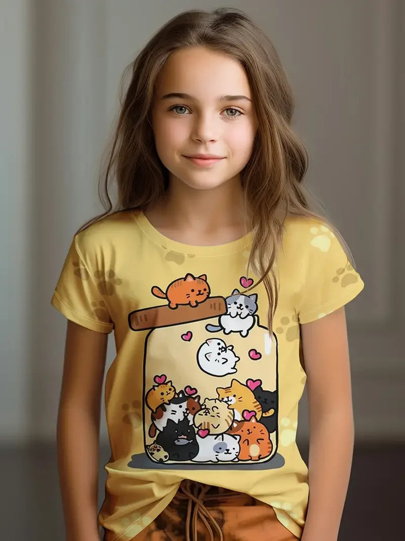 Kids Children's Girl T Shirt Short Sleeve S35TX3374 CHINA