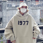Hoodie Printed Loose Sweater Long Sleeve Rice White