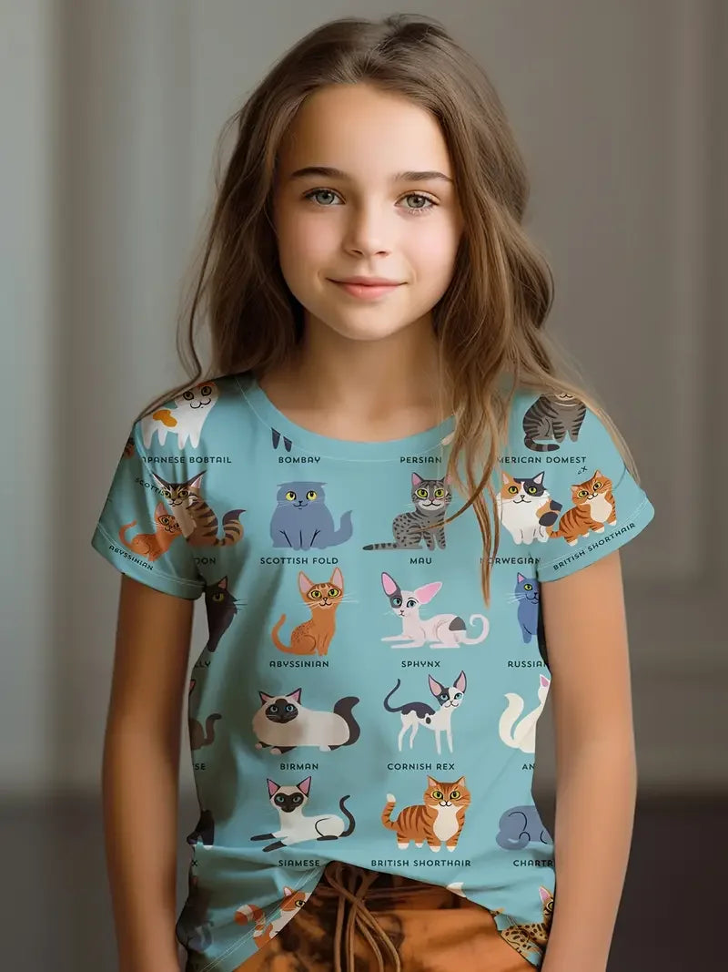 Kawaii Cat Cartoon T Shirt S35TX3375 CHINA