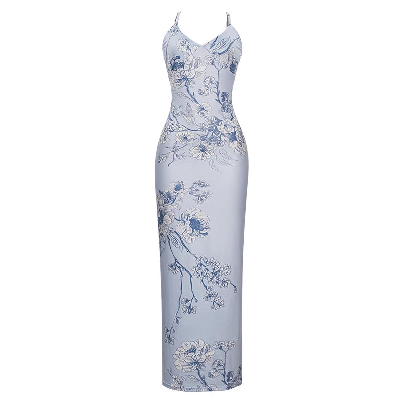 Floral Print Slim Dress Off Shoulder Slim Fit