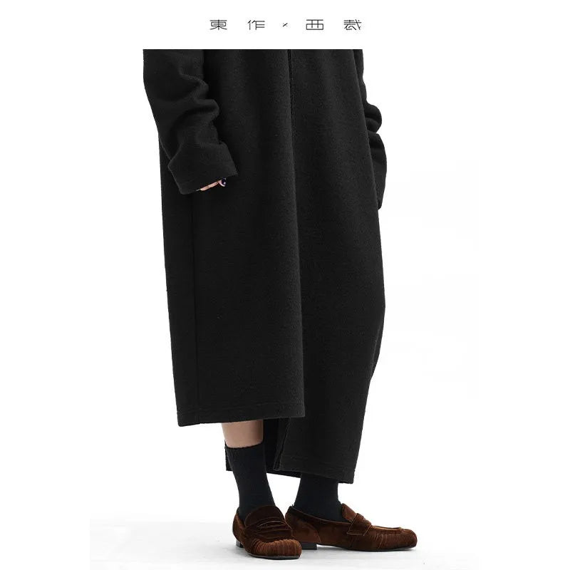 Niche Designer Wool Dress Long Sleeve Knit