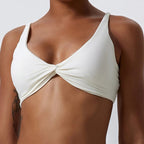 Push Up Sports Bra Breathable Top Knit Backless Ivory