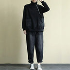 Black With Zipper Top Zip Up