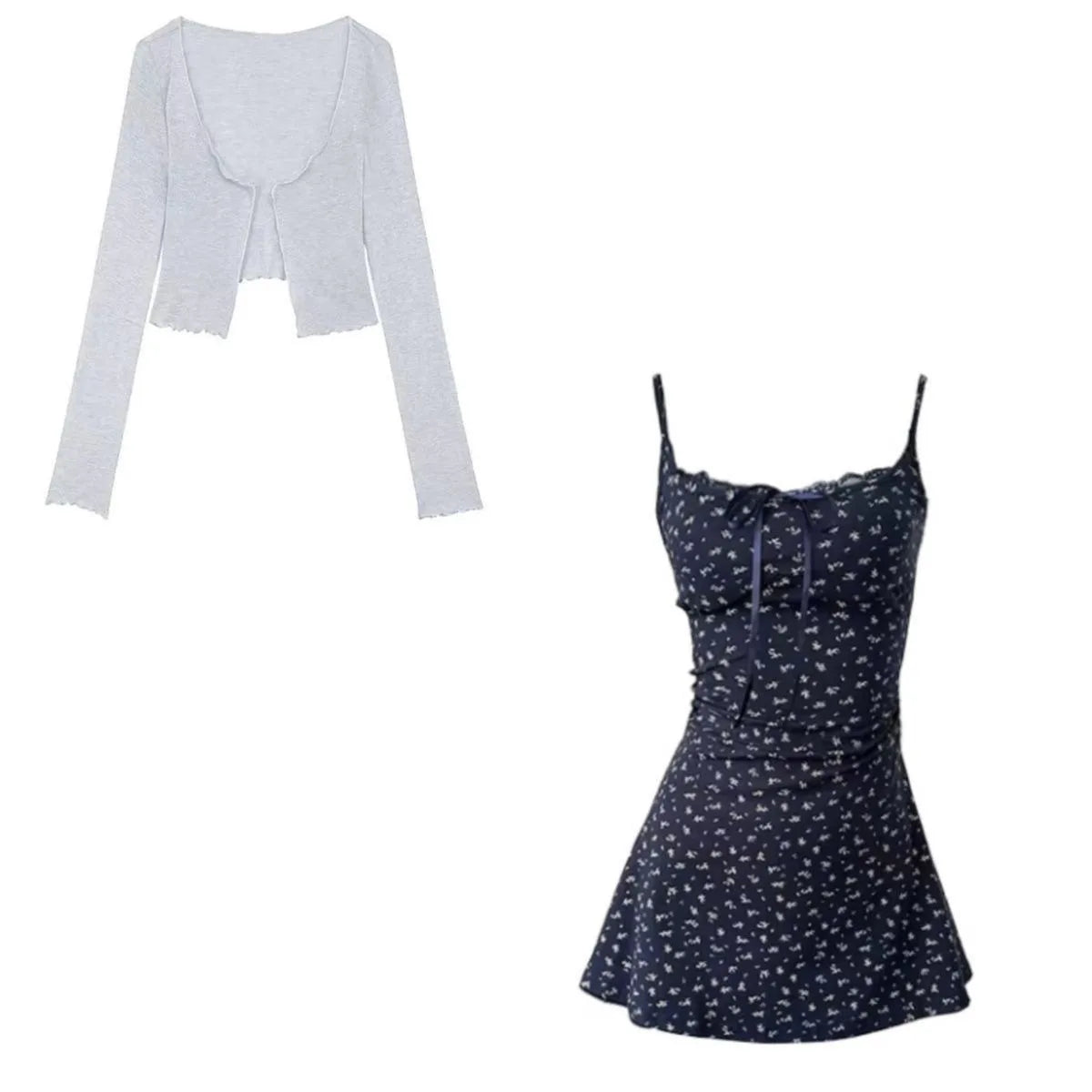 Sweet Spicy Strappy Dress Slim Fit Floral Navyblue