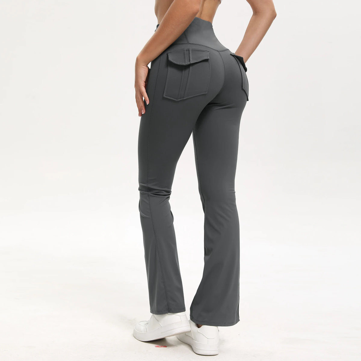 High Waisted Flared Pants High Waisted Dark grey Standard