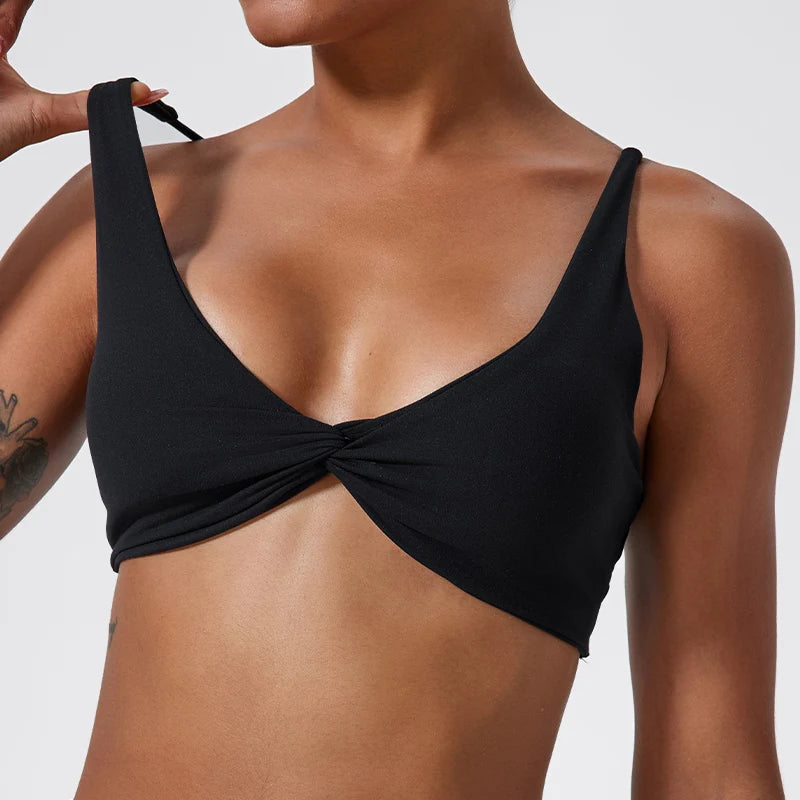 Push Up Sports Bra Breathable Top Knit Backless Black