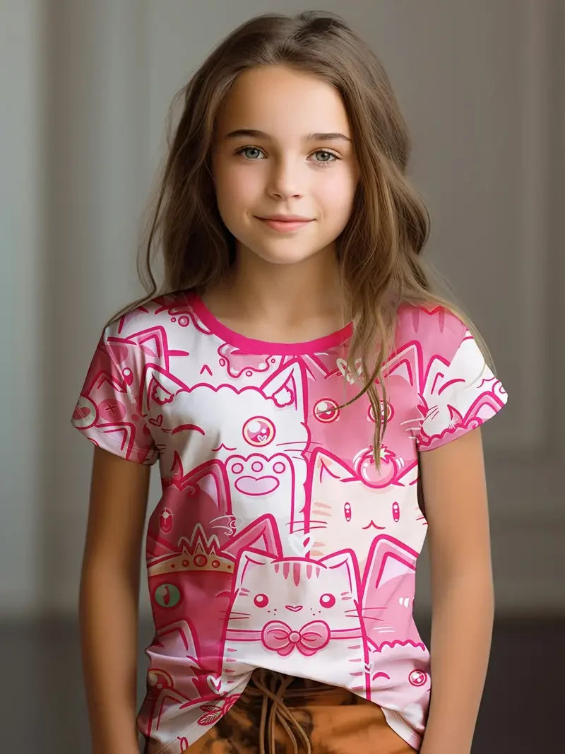 Kawaii Cat Cartoon T Shirt S35TX3382 CHINA