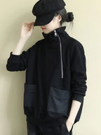 Black With Zipper Top Zip Up