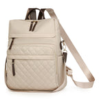 Plaid Daypack Waterproof Backpack Beige 14 inches