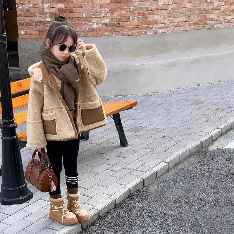 Girl Children Suede Fleece Jacket