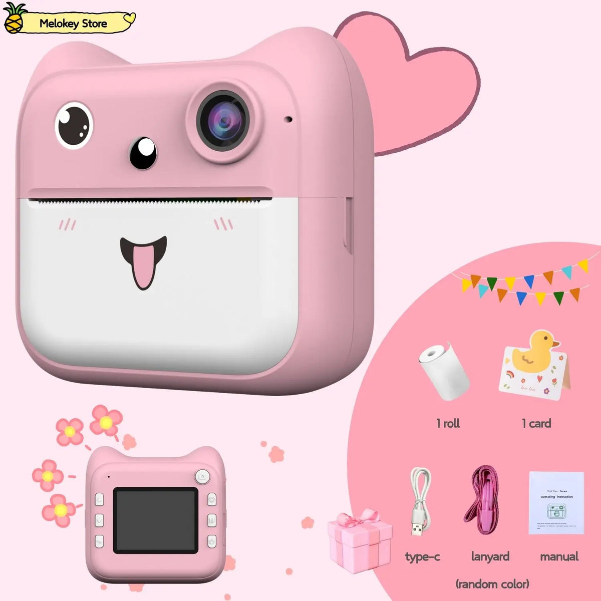 Kids Photo Camera Pink-Set1