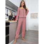 Europe Hot selling Pajamas Cardigan Long Sleeve Pink
