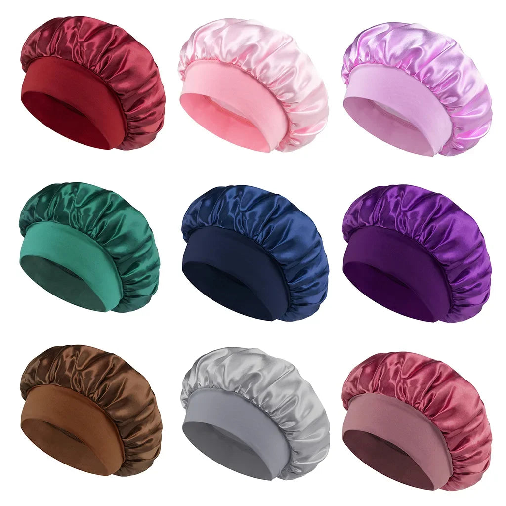 Satin Sleep Bonnet with Wide Elastic Band