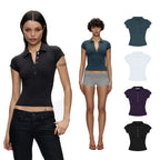 Tank Polo Collar Short Sleeve T Shirt Slim Fit Short Sleeve
