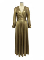 Wedding Prom Party Dress V Neck Long Sleeve