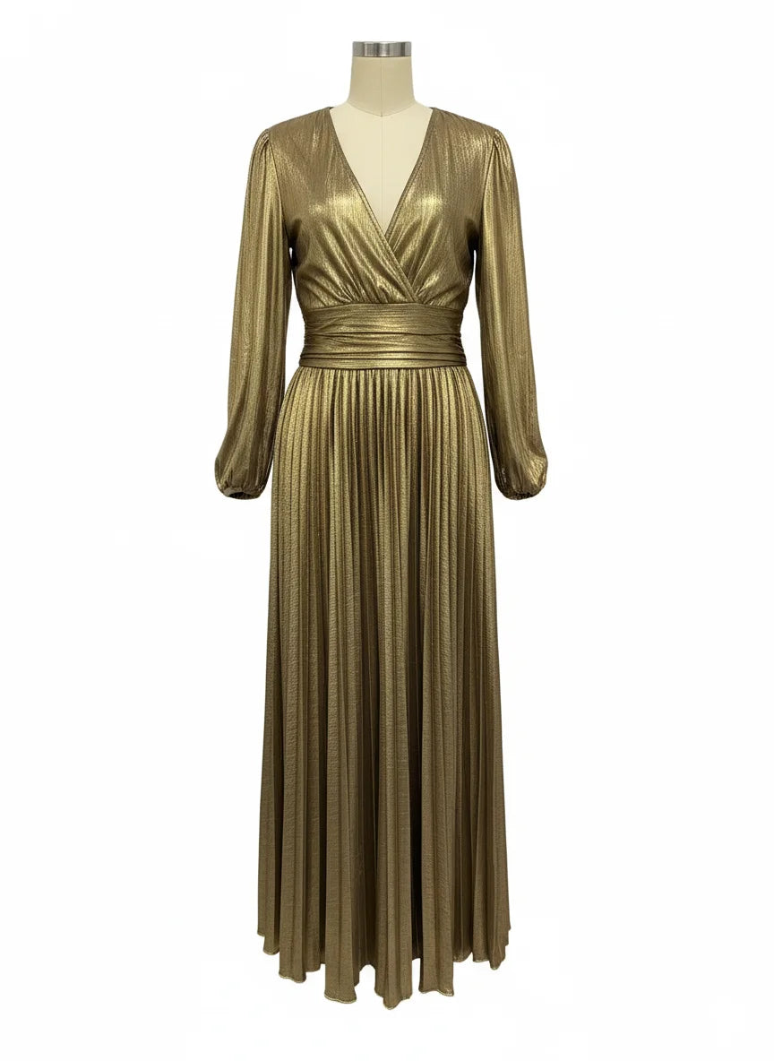 Wedding Prom Party Dress V Neck Long Sleeve