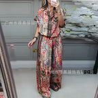 Printed Two piece Suit Light Brown