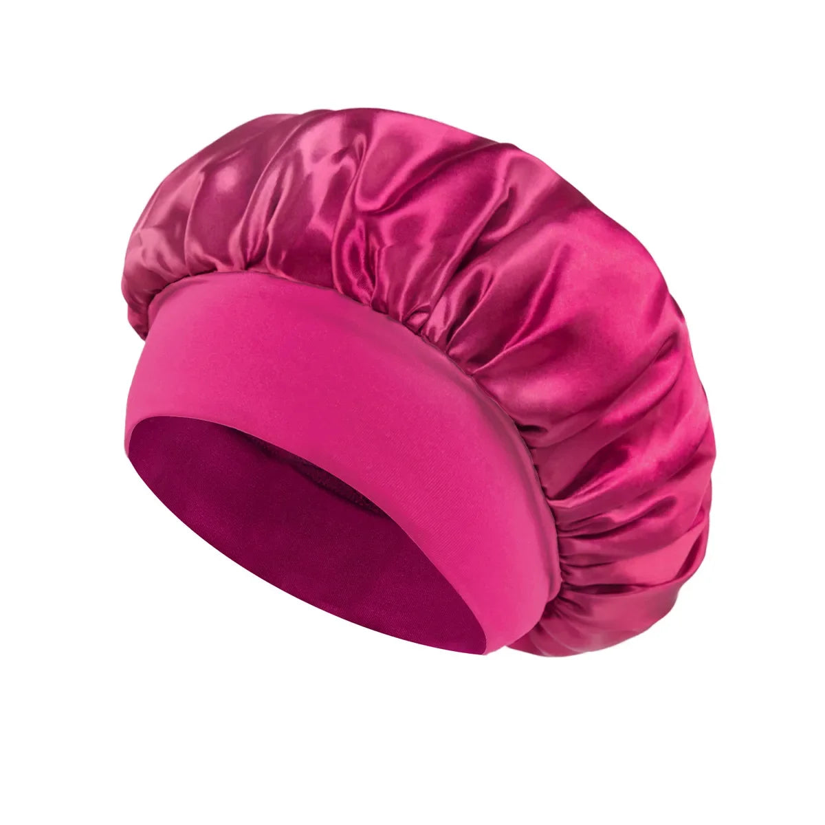 Satin Sleep Bonnet with Wide Elastic Band rose