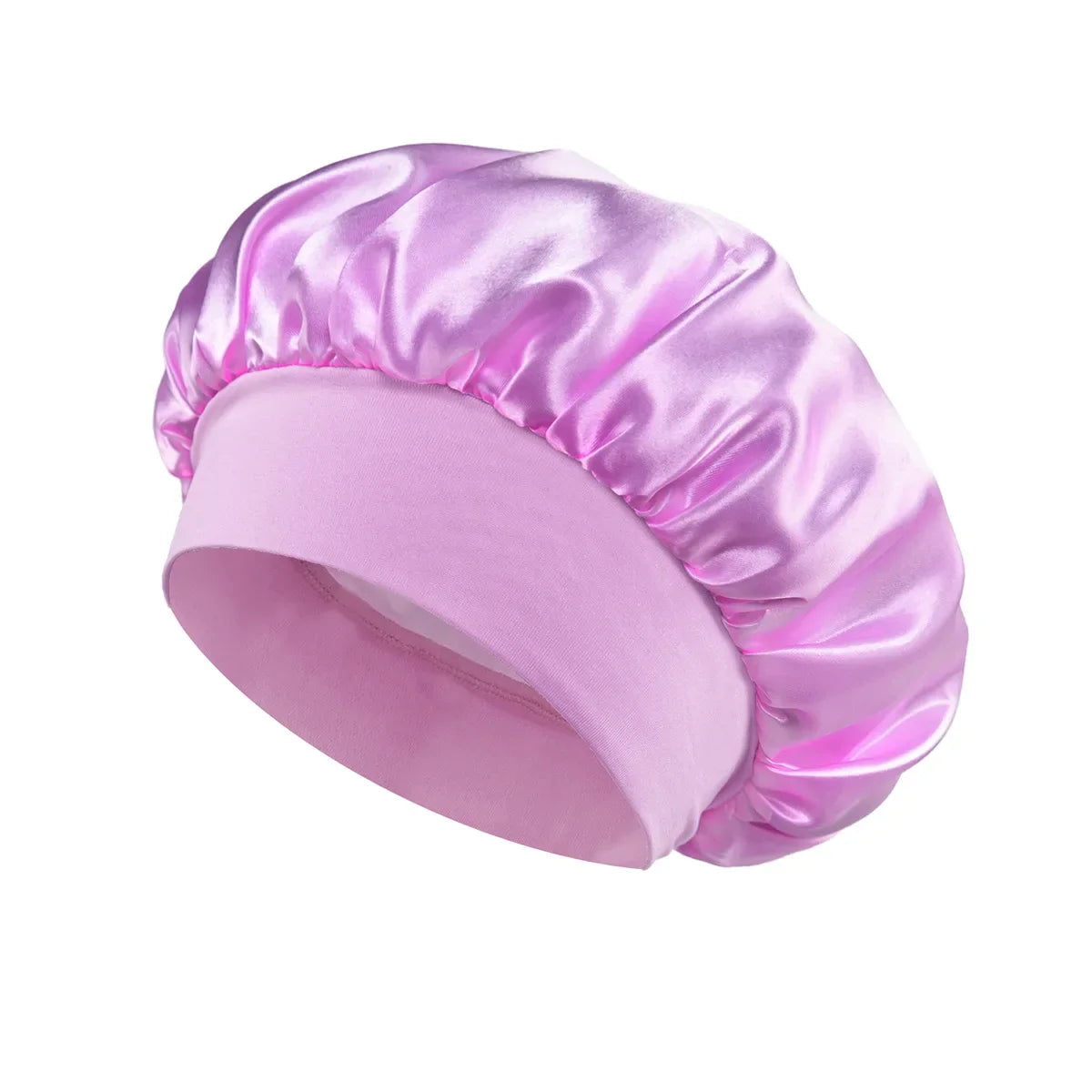 Satin Sleep Bonnet with Wide Elastic Band light purple