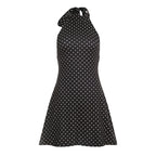 Suchcute Polka Dot Dress Halter Neck Sleeveless black