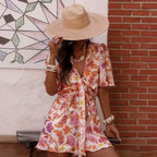 European American V neck Dress