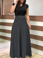 Midi Polka Dot Dress Knit black