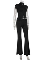 Ahagaga Sets Short Top Turtleneck Zip Up