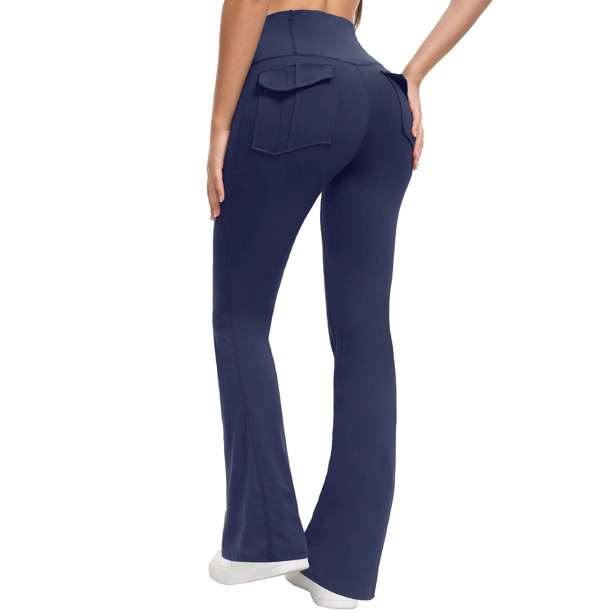 High Waisted Flared Pants High Waisted DEEP BLUE