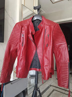 Genuine Sheepskin Leather Jacket Slim Fit wine red