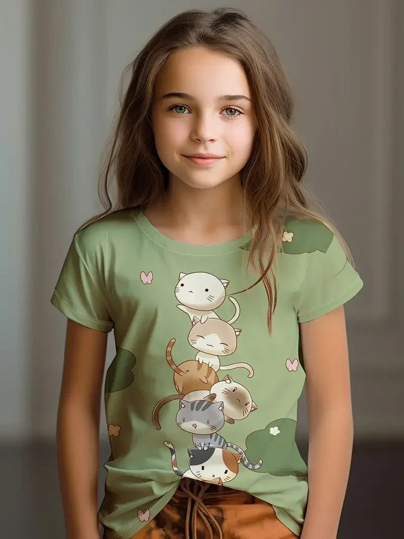 Kawaii Cat Cartoon T Shirt S35TX3379 CHINA