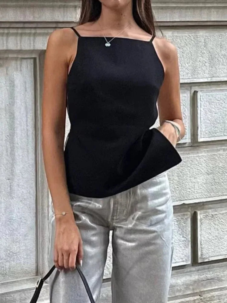 Hxao Lace Backless Top