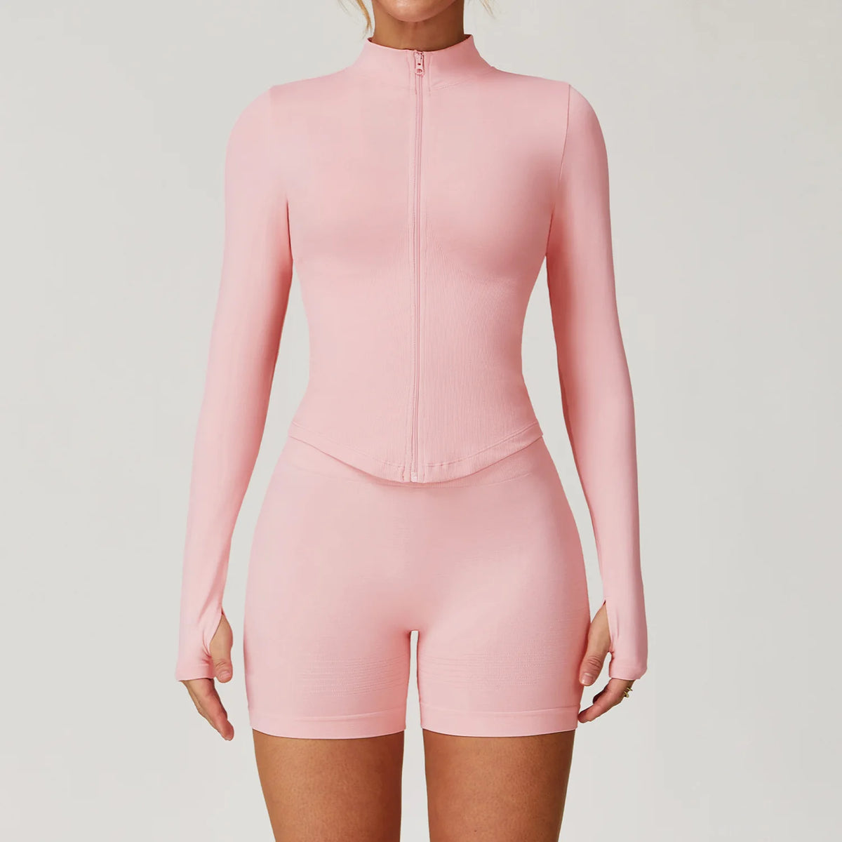 Yoga Set Gym Long Sleeve Peach Powder Set 3 China Mainland