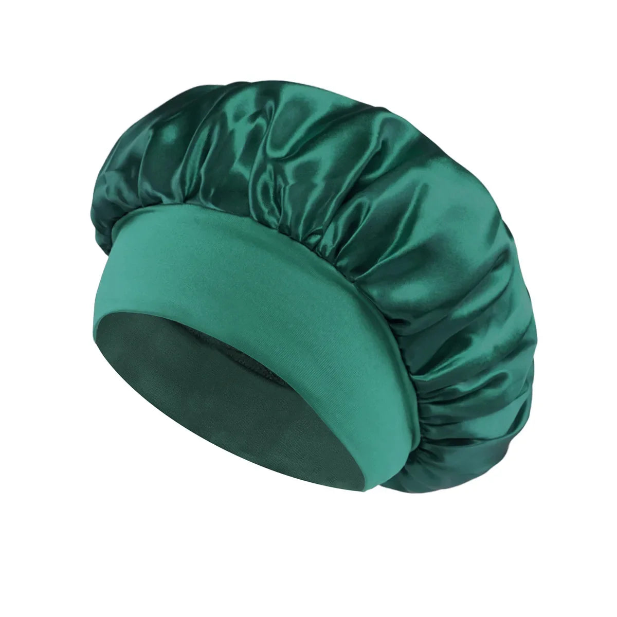 Satin Sleep Bonnet with Wide Elastic Band cyan