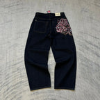 Cherry Blossom Embroidered Jeans Wide Leg 1