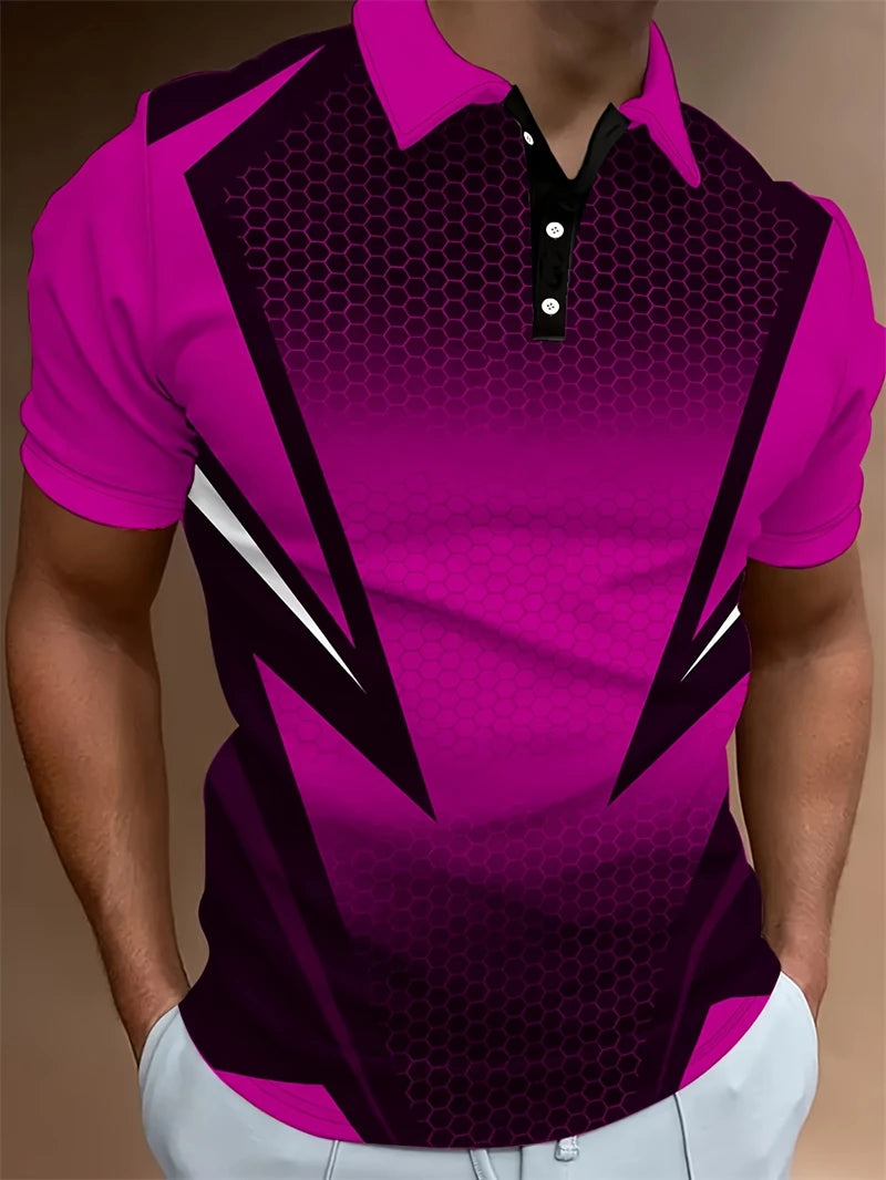 Stylish Printed Short Top Relaxed Fit Short Sleeve Polo-ZFA61069