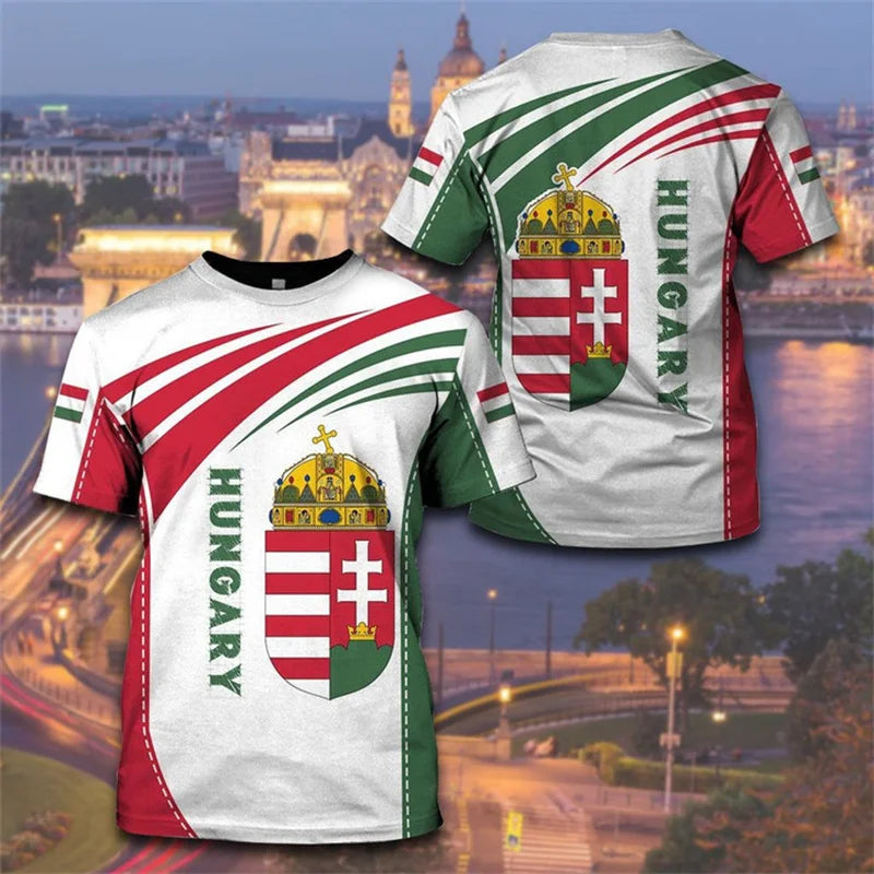 Hungary National Emblem T Shirt Short Sleeve Tahirt-PYA35850