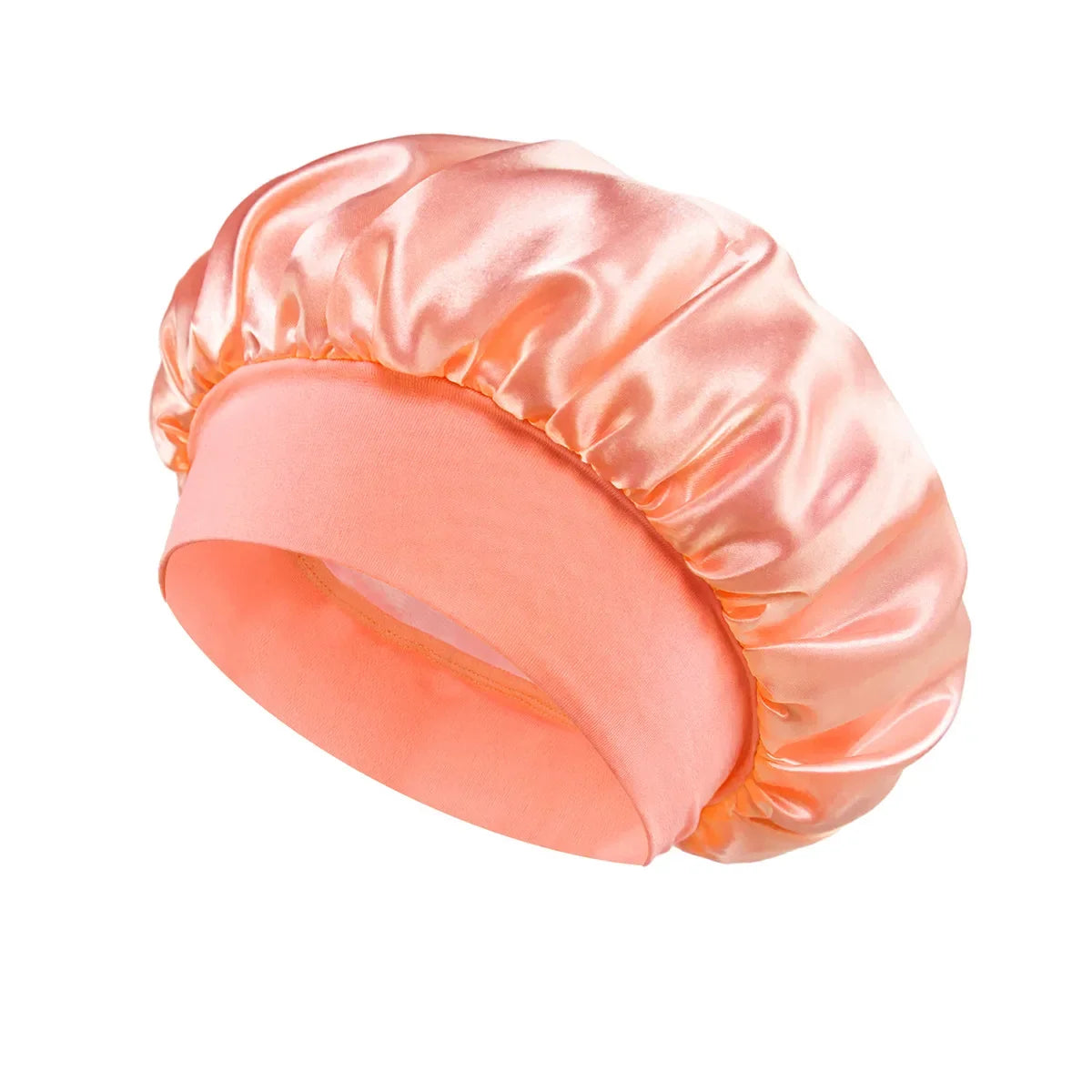 Satin Sleep Bonnet with Wide Elastic Band orange