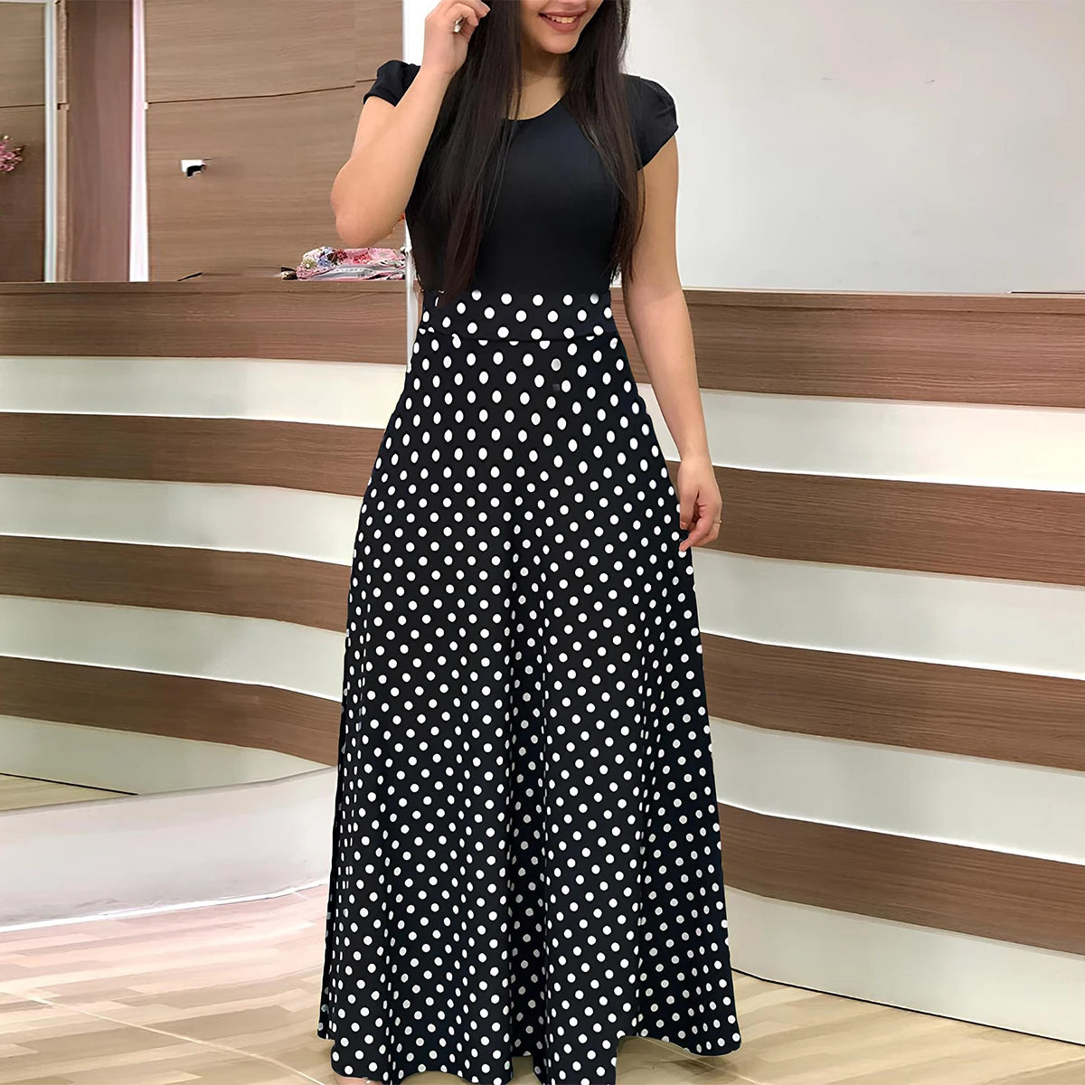 Midi Polka Dot Dress Knit