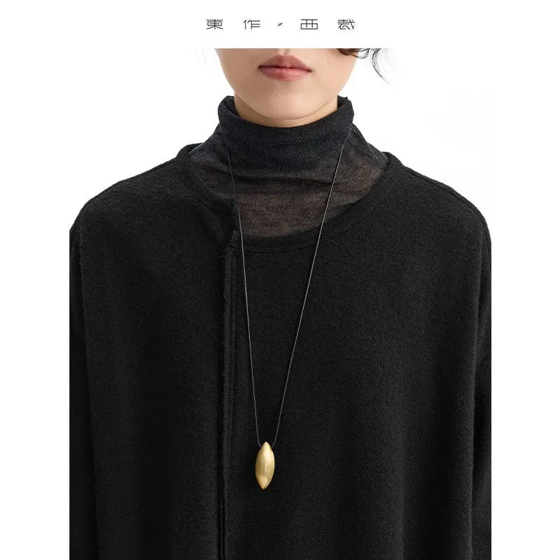 Niche Designer Wool Dress Long Sleeve Knit