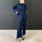 Hooded Wide Leg Jacket Wide Leg Blue One Size