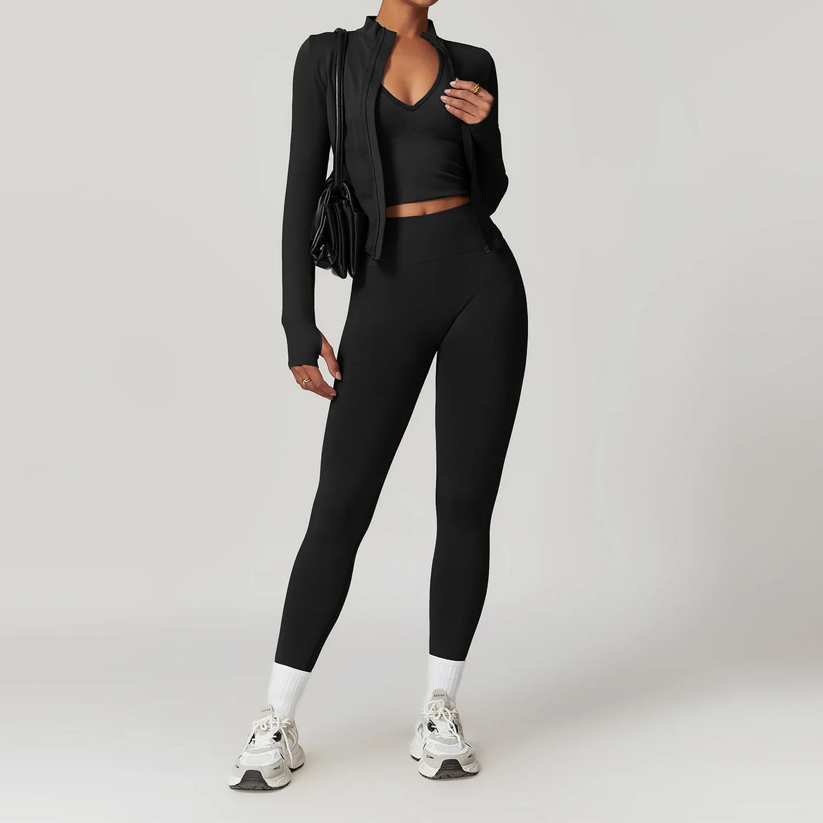 Yoga Set Gym Long Sleeve Black 3pcs-2 China Mainland
