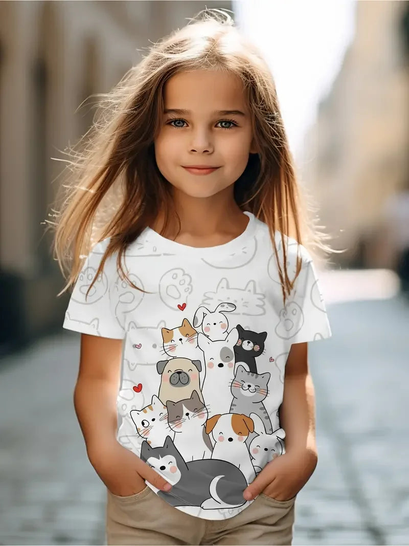 Kids Children's Girl T Shirt Short Sleeve S35TX3390 CHINA
