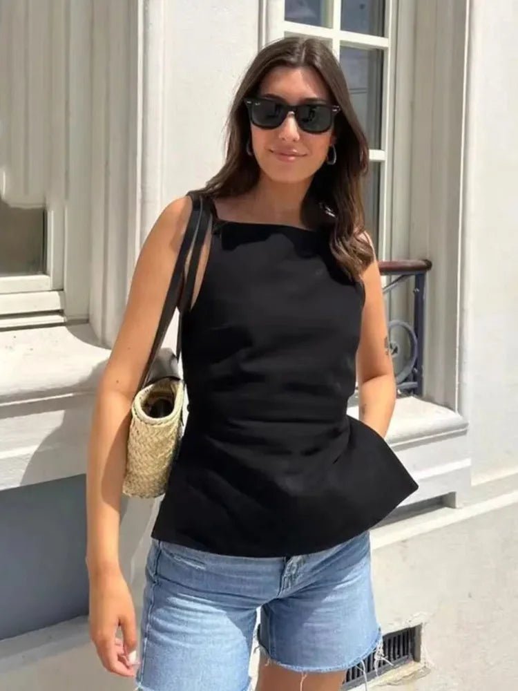 Hxao Lace Backless Top