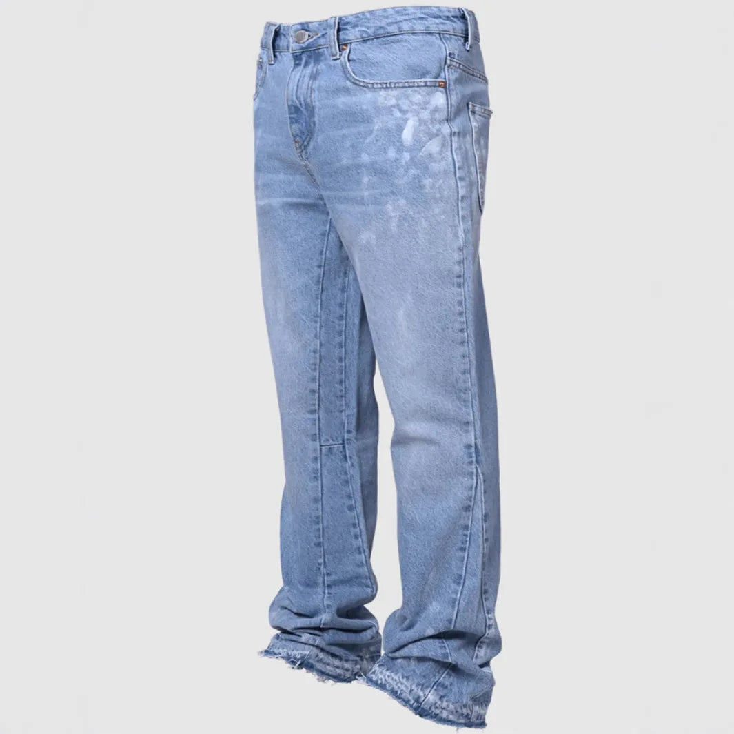 Vintage Straight Mid Jeans Button Front Stretch Blue