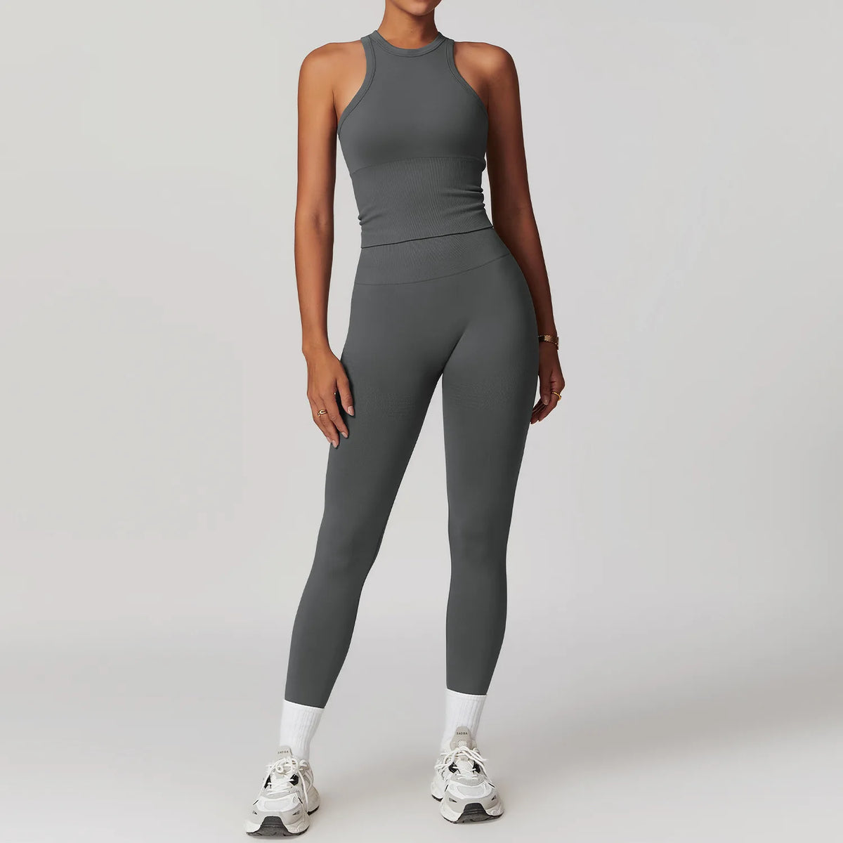 Yoga Set Gym Long Sleeve Dark gray Set 2 China Mainland