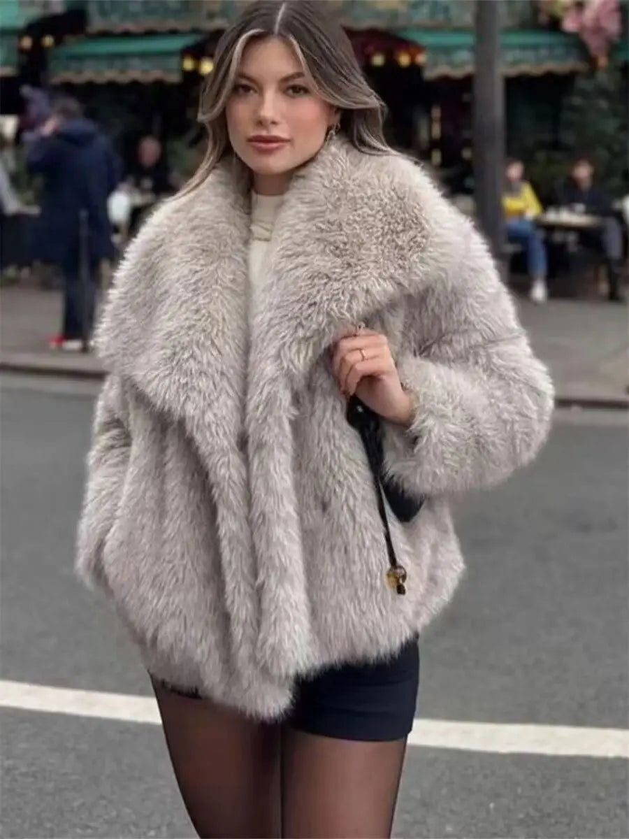 Fur Short Imitation Jacket GRAY