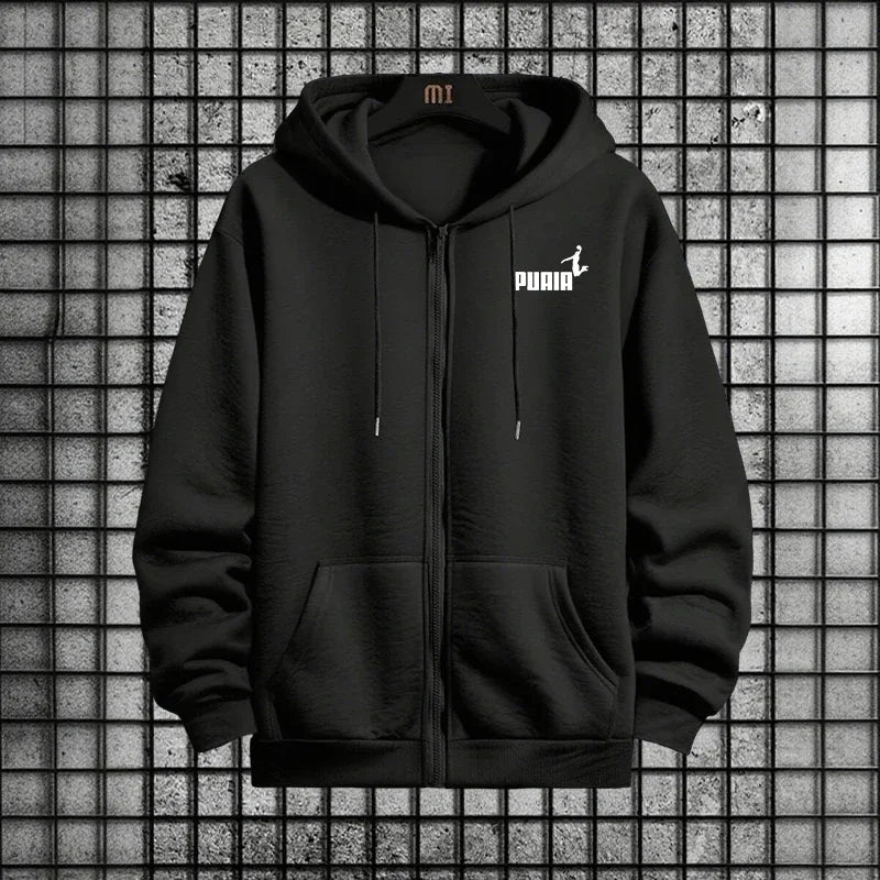 Tracksuit Trend Printing Pants Zip Up BlackTop