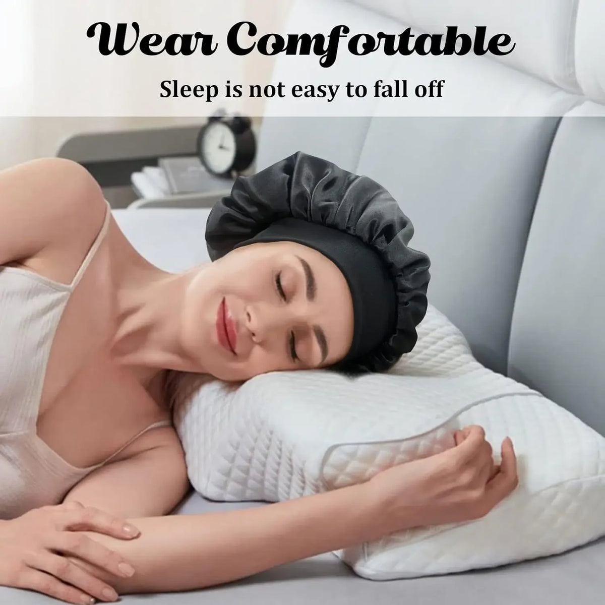 Satin Sleep Bonnet with Wide Elastic Band