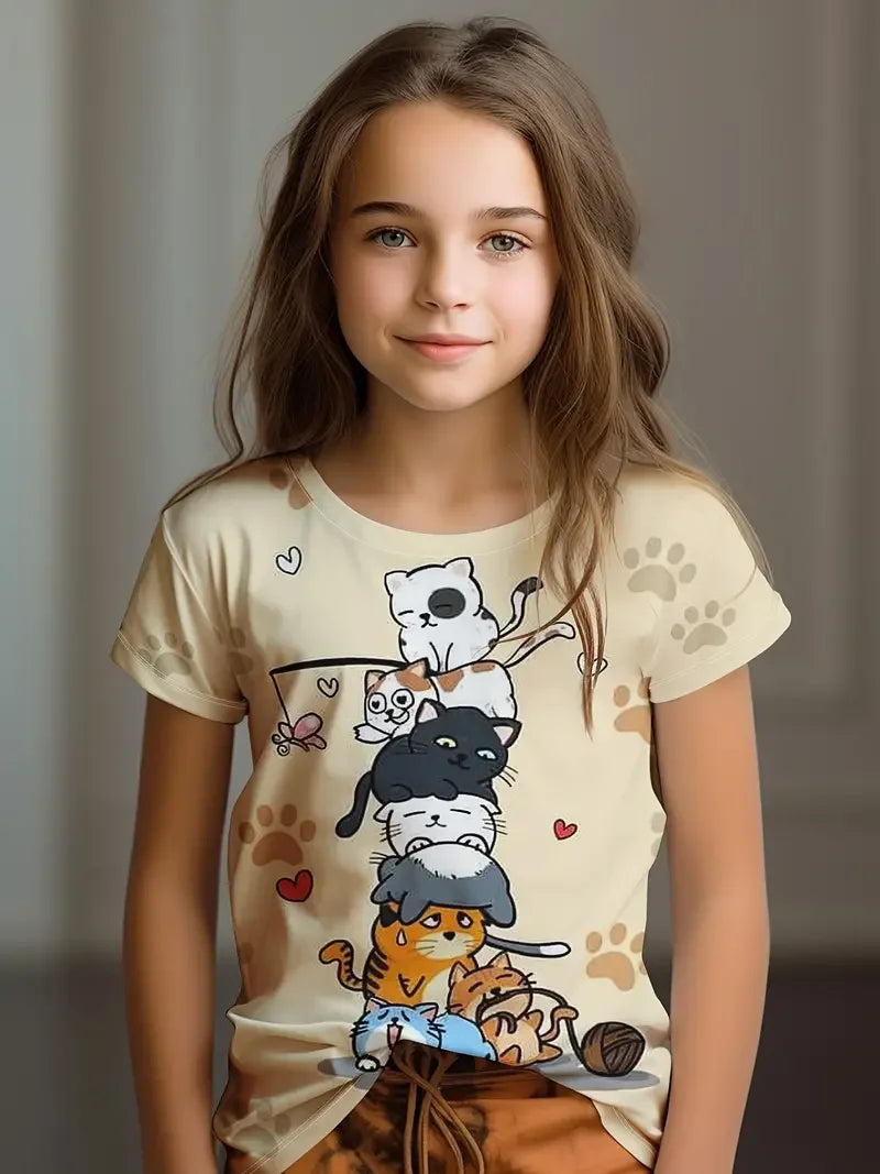 Kids Children's Girl T Shirt Short Sleeve S35TX3380 CHINA
